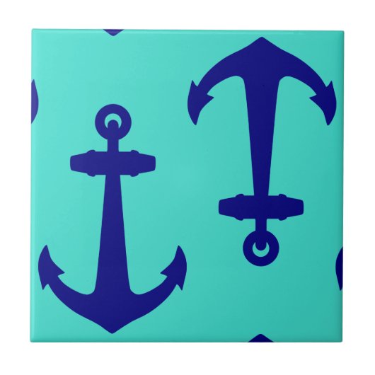 Navy Blue Anchor op het kustdek van Turquoise Tegeltje (Voorkant)
