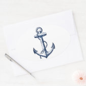 Navy Blue Anchor Ovale Sticker (Envelop)