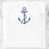 Navy Blue Anchor Ovale Sticker (Tas)