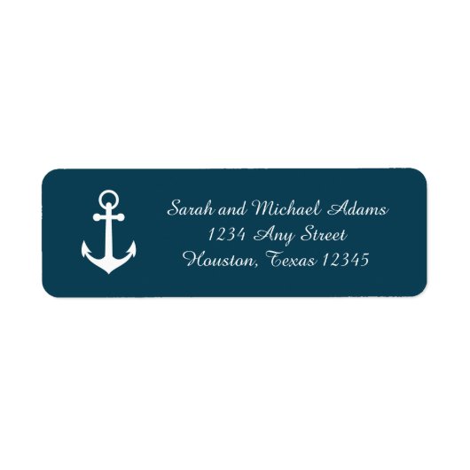 Navy Blue Anchor Return-adreslabel Etiket (Voorkant)