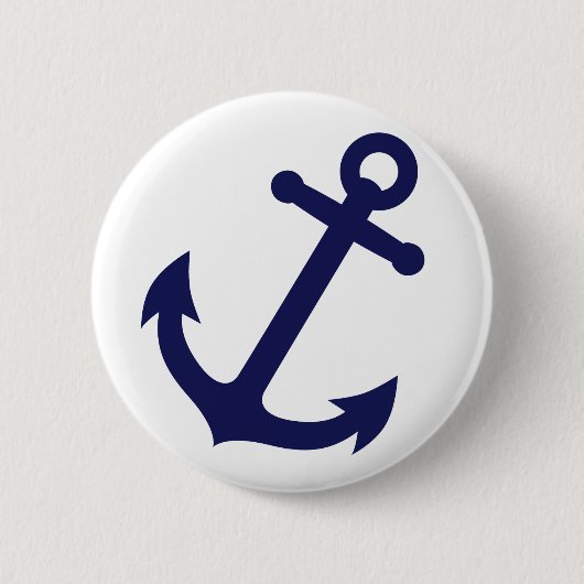 Navy Blue Anchor Ronde Button 5,7 Cm (Voorkant)