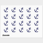 Navy Blue Anchor Ronde Sticker (Vel)