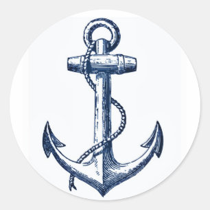 Navy Blue Anchor Ronde Sticker