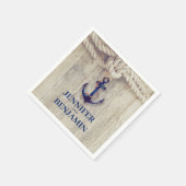Navy Blue Anchor Rustic Driftwood Nautische bruilo Servet (Hoek)