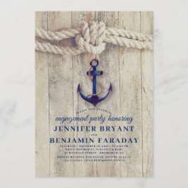 Navy Blue Anchor Rustic Nautical Engagement Party Kaart