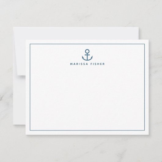 Navy Blue Anchor Stationery Note Kaart Notitiekaartje (Voorkant)