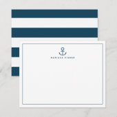 Navy Blue Anchor Stationery Note Kaart Notitiekaartje (Voorkant / Achterkant)