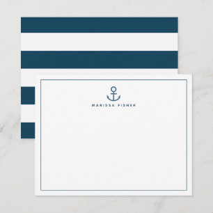Navy Blue Anchor Stationery Note Kaart Notitiekaartje