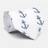 Navy Blue Anchor Stropdas (Opgerold)