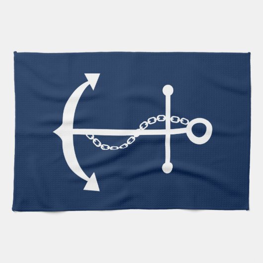 Navy Blue Anchor Theedoek (Horizontaal)