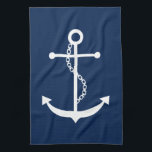 Navy Blue Anchor Theedoek<br><div class="desc">Nautisch ontwerp</div>
