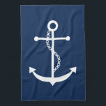 Navy Blue Anchor Theedoek<br><div class="desc">Nautisch ontwerp</div>