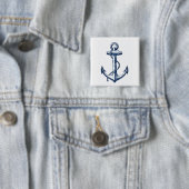Navy Blue Anchor Vierkante Button 5,1 Cm (In situ)