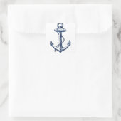 Navy Blue Anchor Vierkante Sticker (Tas)