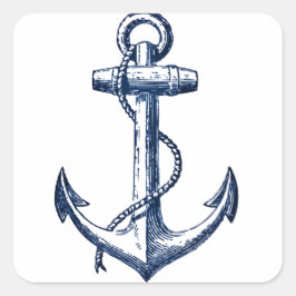 Navy Blue Anchor Vierkante Sticker