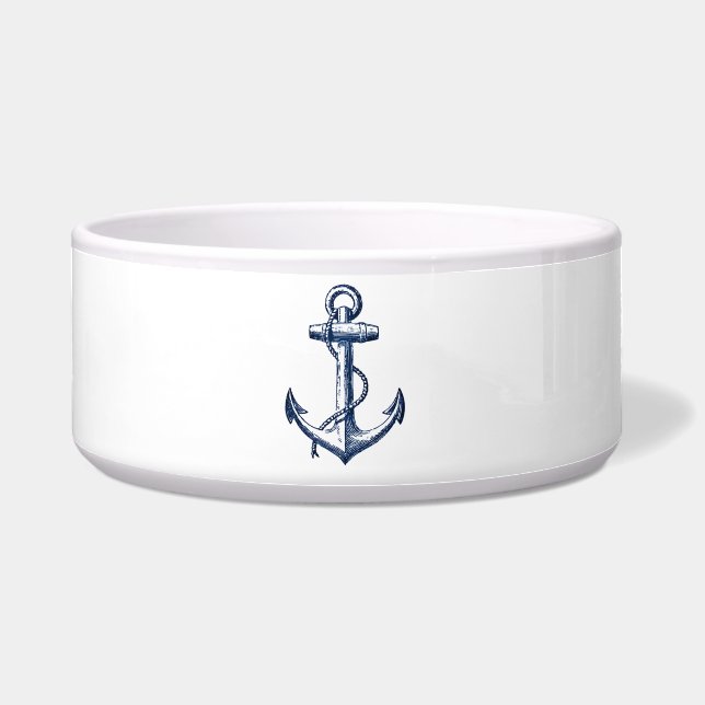 Navy Blue Anchor Voerbakje (Voorkant)