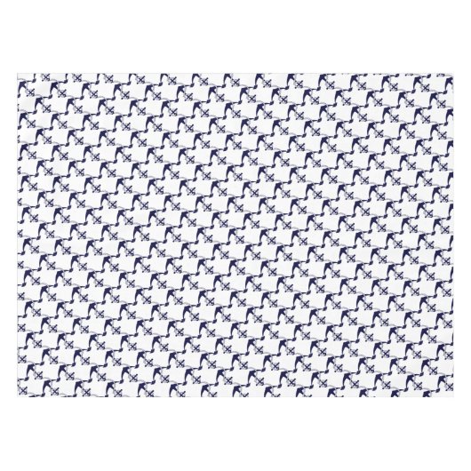 Navy Blue Anchor W/Rope op wit Tafelkleed (Voorkant (Horizontaal))