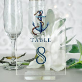 Navy Blue Anchor Wedding Acrylic Table Number Acryl Uitnodigingen