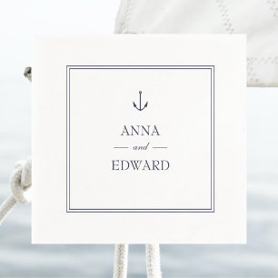 Navy Blue Anchor Wedding Paper Napkins Servet