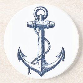 Navy Blue Anchor Zandsteen Onderzetter