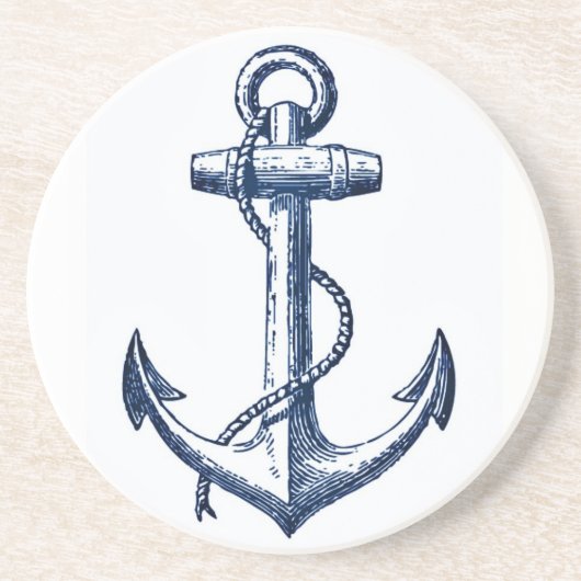Navy Blue Anchor Zandsteen Onderzetter (Voorkant)
