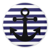 Navy Blue Anchors Away Keramische Knop (Voorkant)