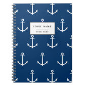 Navy Blue Anchors Pattern 1 Notitieboek (Voorkant)