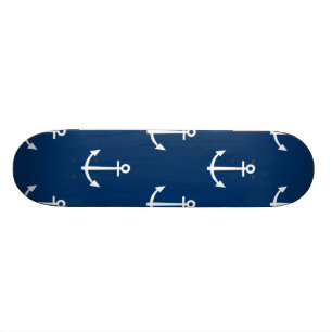 Navy Blue Anchors Pattern 1 Persoonlijk Skateboard
