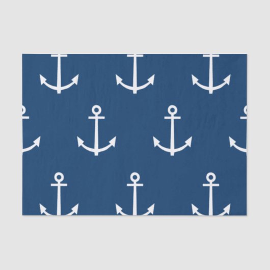 Navy Blue Anchors Pattern 1 Tissuepapier (Voorkant)