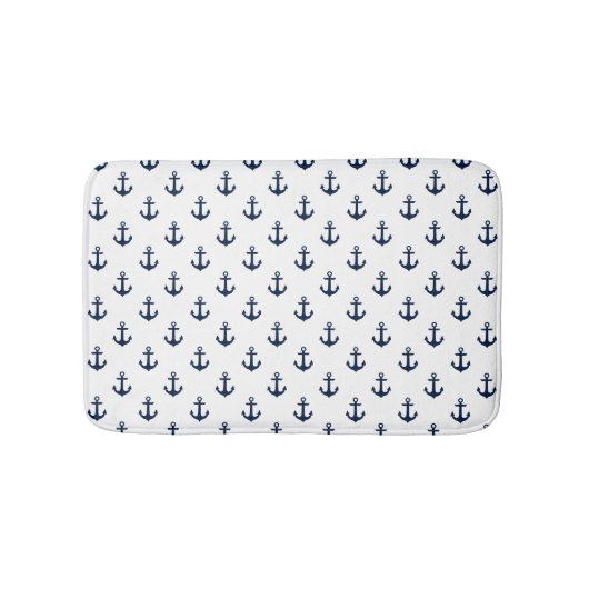 Navy Blue Anchors Pattern Badmat (Voorkant)