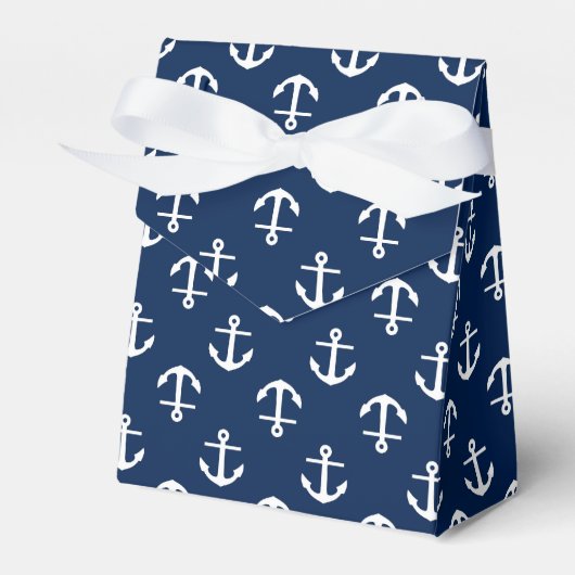 Navy Blue Anchors Pattern Bedankdoosjes (Voorkant Zijde)