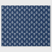 Navy Blue Anchors Pattern Cadeaupapier (Vlak)