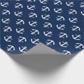 Navy Blue Anchors Pattern Cadeaupapier (Hoek)