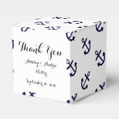 Navy Blue Anchors White Background Pattern Bedankdoosjes (Voorkant Zijde)