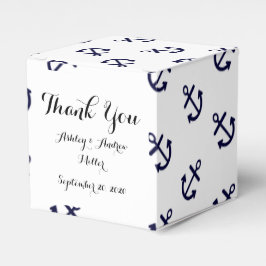 Navy Blue Anchors White Background Pattern Bedankdoosjes