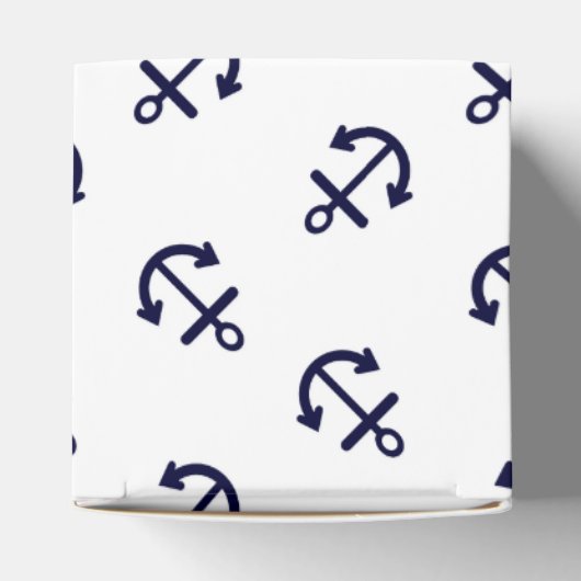 Navy Blue Anchors White Background Pattern Bedankdoosjes (Bovenkant)