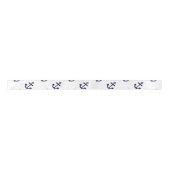 Navy Blue Anchors White Background Pattern Satijnen Lint (Voorkant)