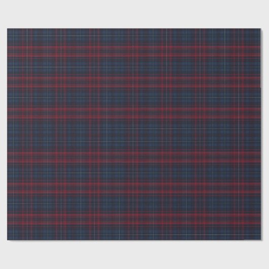 Navy Blue and Burgundy Plaid Wrapping Paper Cadeaupapier (Vlak)