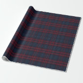 Navy Blue and Burgundy Plaid Wrapping Paper Cadeaupapier (Uitgerold)