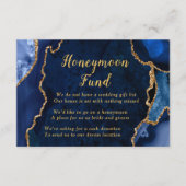 Navy Blue and Gold Agate Honeymoon Fund Informatiekaartje (Voorkant)