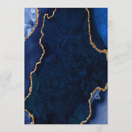 Navy Blue and Gold Agate Marble Wedding Menu (Achterkant)