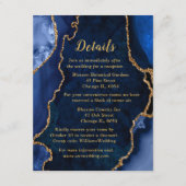 Navy Blue and Gold Agate Wedding Details Informatiekaartje (Voorkant)