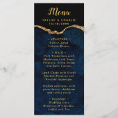 Navy Blue and Gold Agate Wedding Menu (Voorkant)