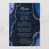 Navy Blue and Gold Agate Wedding Menu (Voorkant)