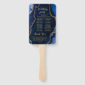 Navy Blue and Gold Agate Wedding Program Handwaaier (Achterkant)