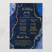 Navy Blue and Gold Agate Wedding Program Programmakaart (Achterkant)