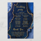 Navy Blue and Gold Agate Wedding Program Programmakaart (Achterkant)