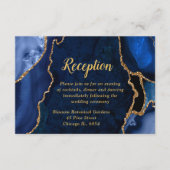 Navy Blue and Gold Agate Wedding Reception Informatiekaartje (Voorkant)