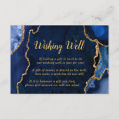 Navy Blue and Gold Agate Wedding Wishing Well Informatiekaartje (Voorkant)