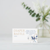 Navy Blue and Gold Bow Diaper Raffle Ticket Informatiekaartje (Staand voorkant)